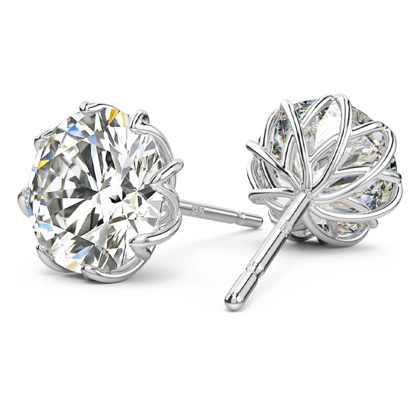 1CT Octagonal Petal Moissanite Stud Earrings