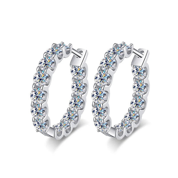 2.6ct D Color Moissanite Hoop Earrings