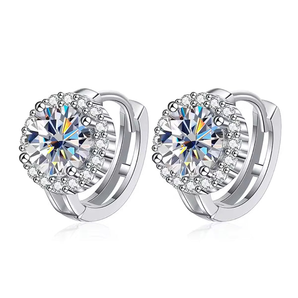 Sparkling Round Moissanite Hoop Earrings