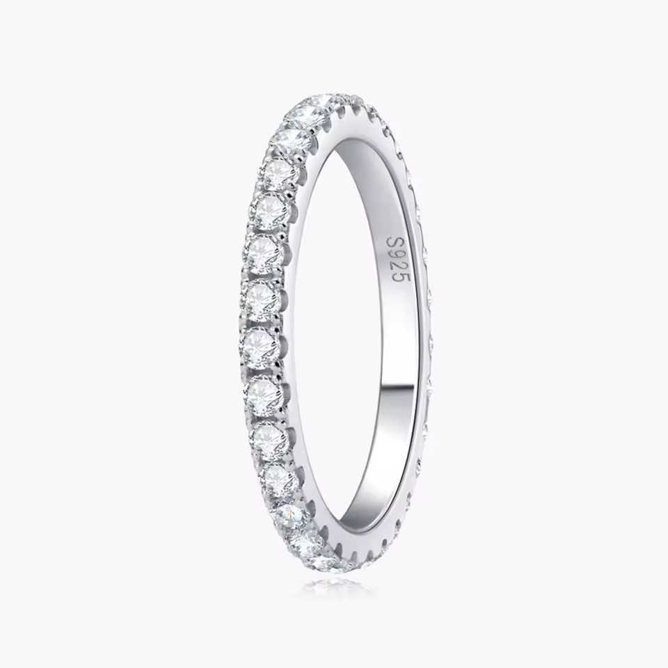 2mm D Color Moissanite Eternity Ring