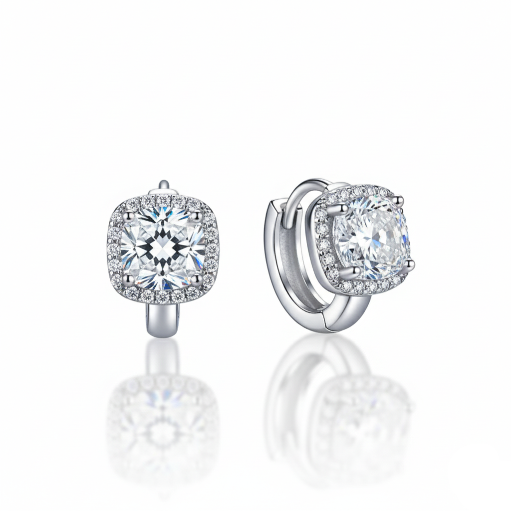 Moissanite Gold Plated Hoop Earrings