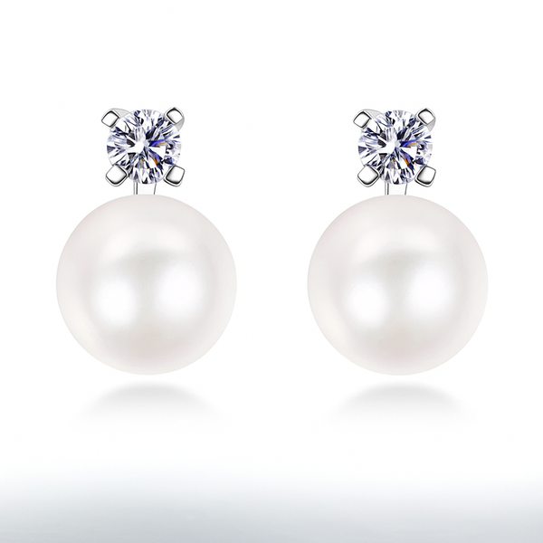 Moissanite Pearl Drop Earrings