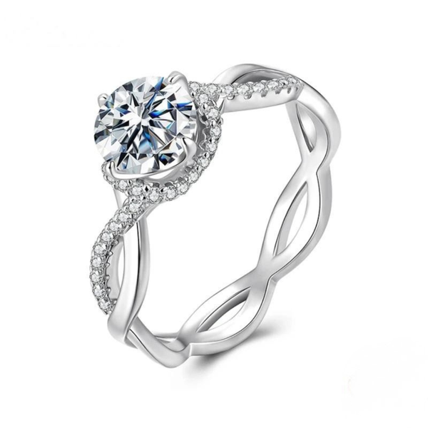 1ct Moissanite Solitaire Twisted Lace Ring | Vintage Statement Band