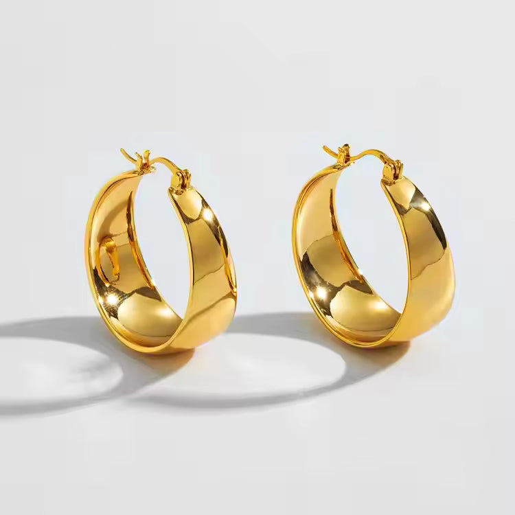 Smooth Wide Hoop Earrings