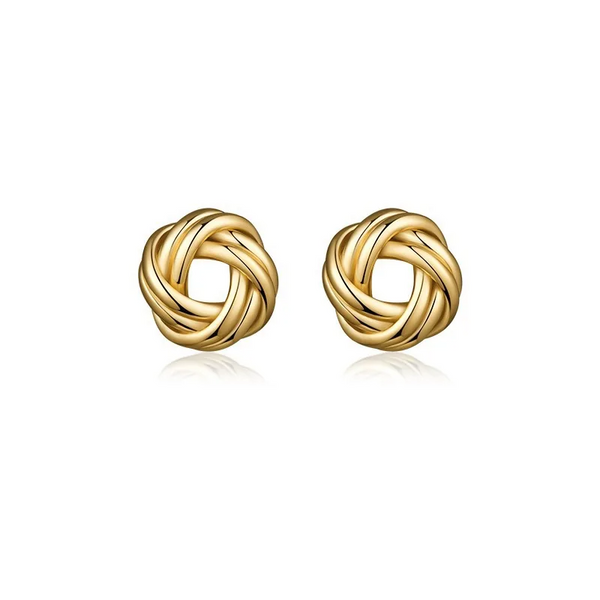 Twist Knit Ball Stud Earrings for Women