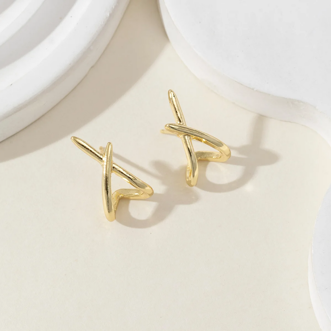 Trendy Gold Cross Earrings