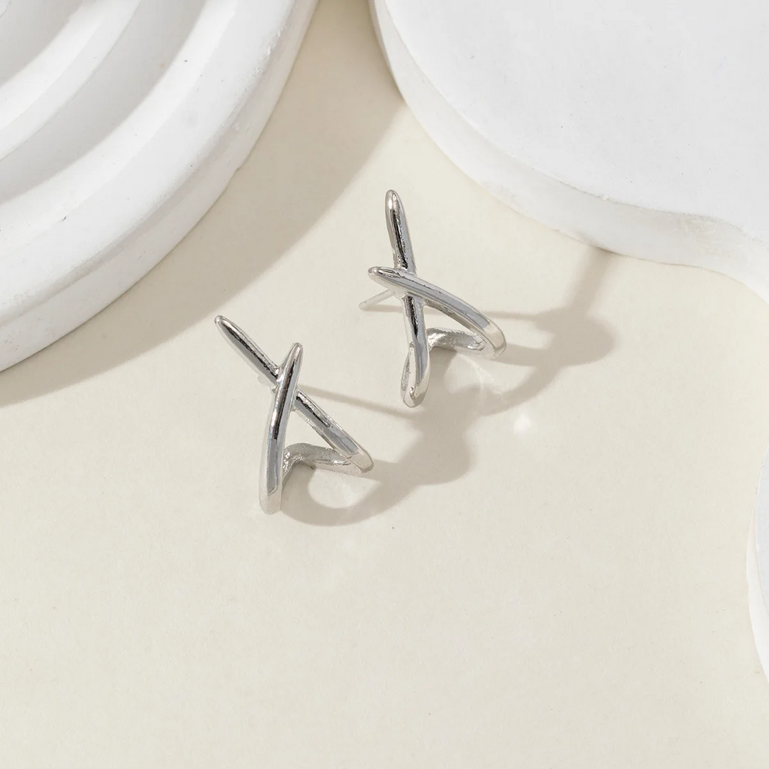 Trendy Gold Cross Earrings