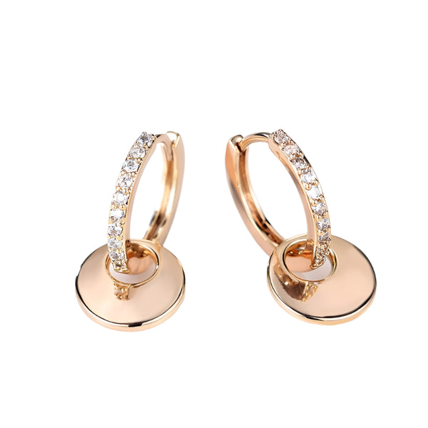 Gold White Crystal Zircon Hoop Earrings