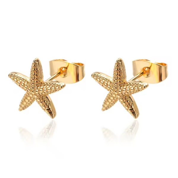 Vintage Starfish & Shell Stud Earrings