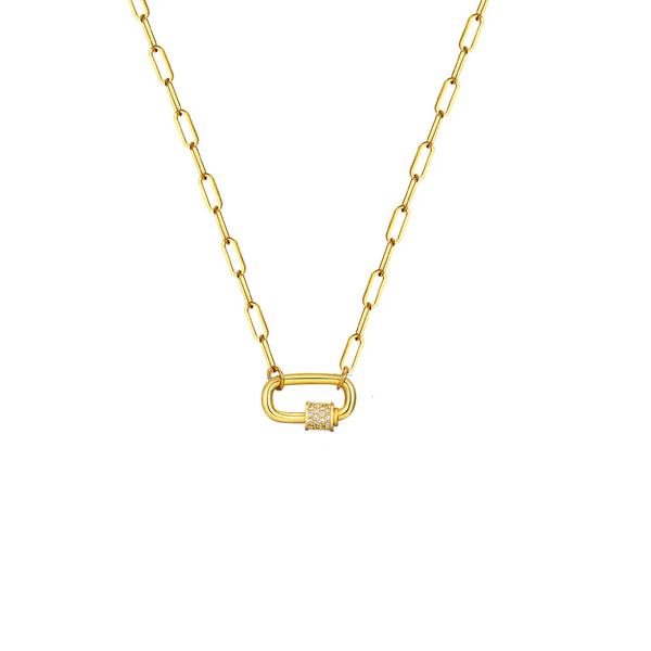 Pave Zircon Pin Pendant Necklace