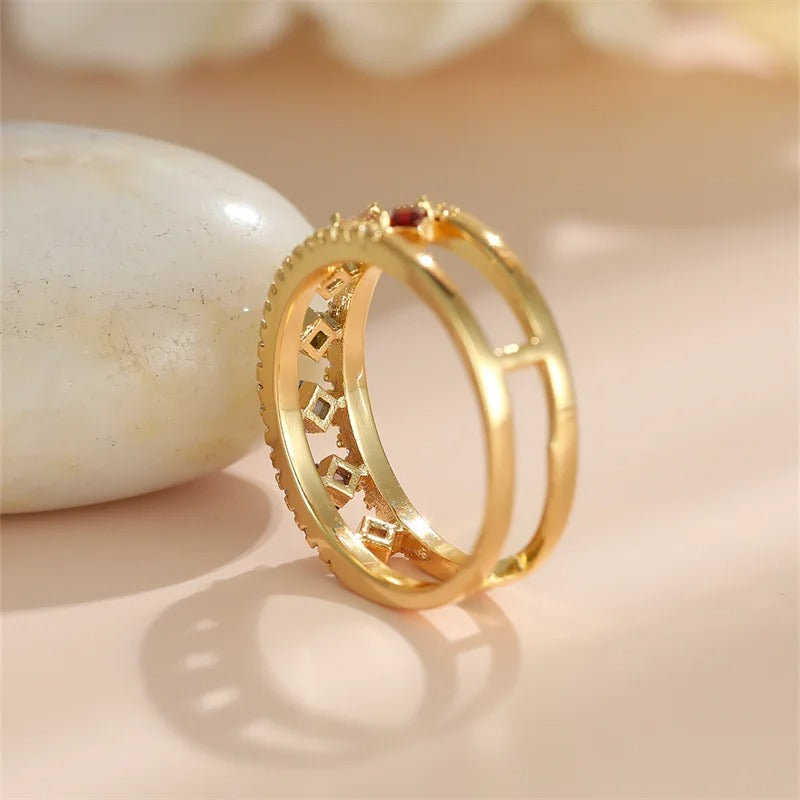 Vintage Square Zircon Engagement Ring – Antique Gold