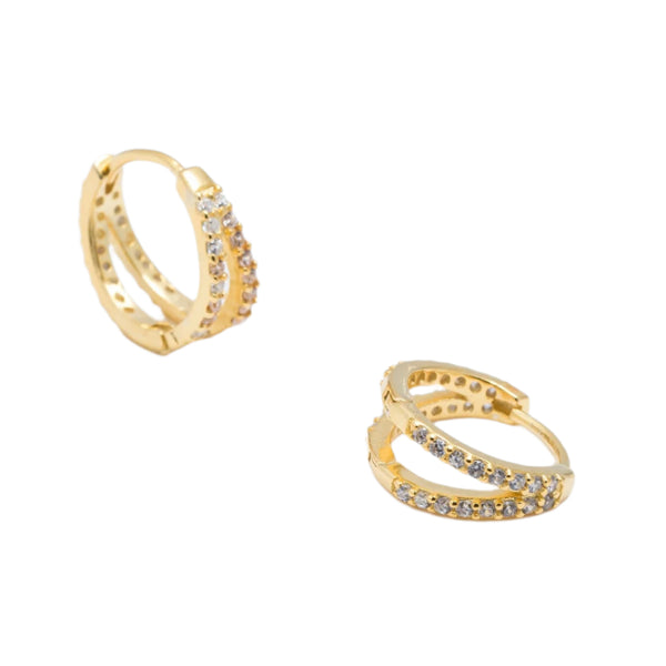 Double Circle Zirconia Hoops Earrings