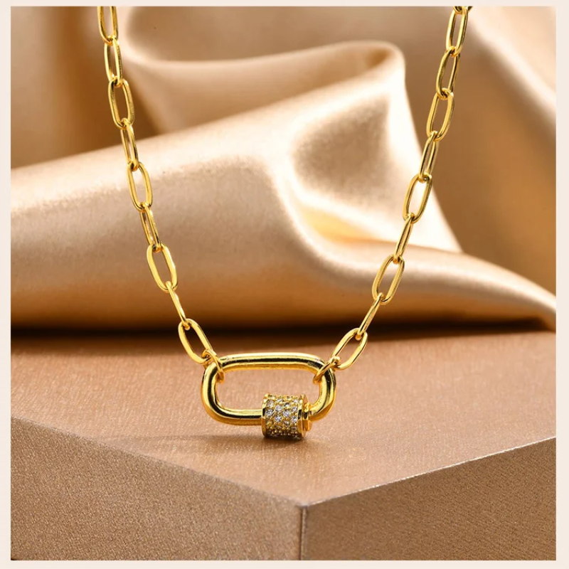 Pave Zircon Pin Pendant Necklace