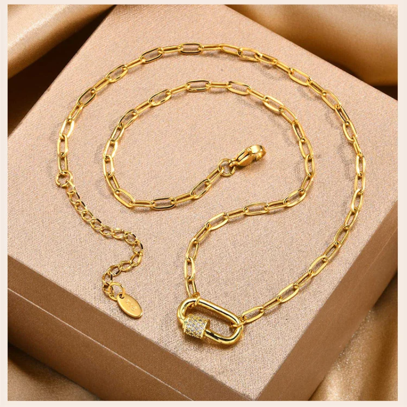 Pave Zircon Pin Pendant Necklace