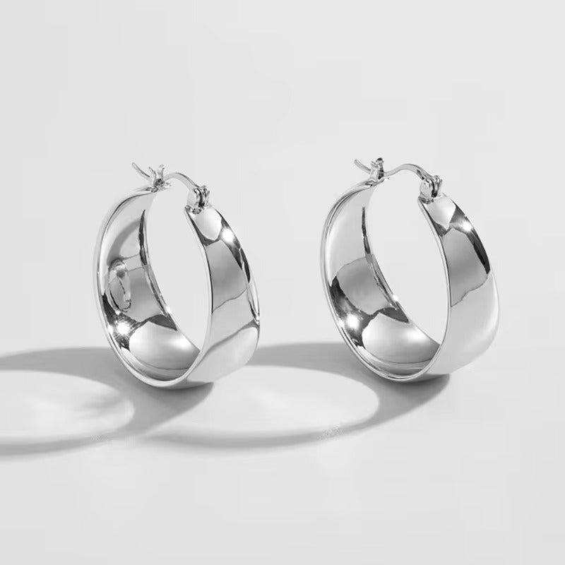 Smooth Wide Hoop Earrings