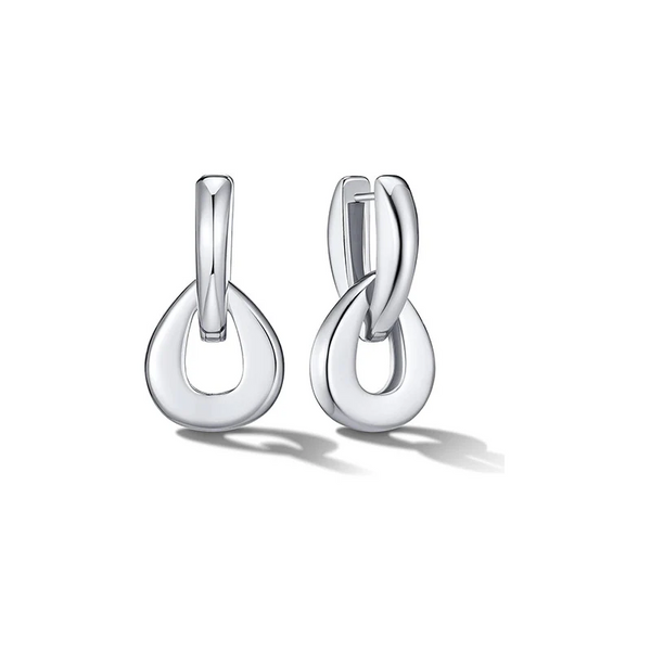 Double Ring Water Drop Hoop Earrings