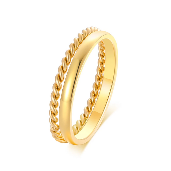 2-Piece Gold Dome Stacking Rings
