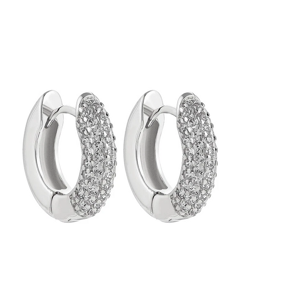Circle Crystal CZ Huggie Hoop Earrings